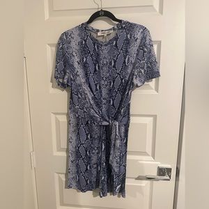 Diane von Furstenburg Blue Snakeskin Print Jersey Dress